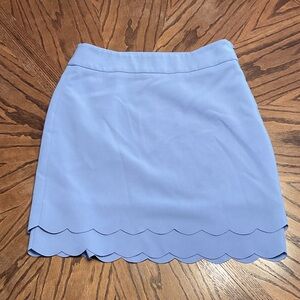 LOFT Sky Blue Scalloped Mini Skirt size 2 Petite